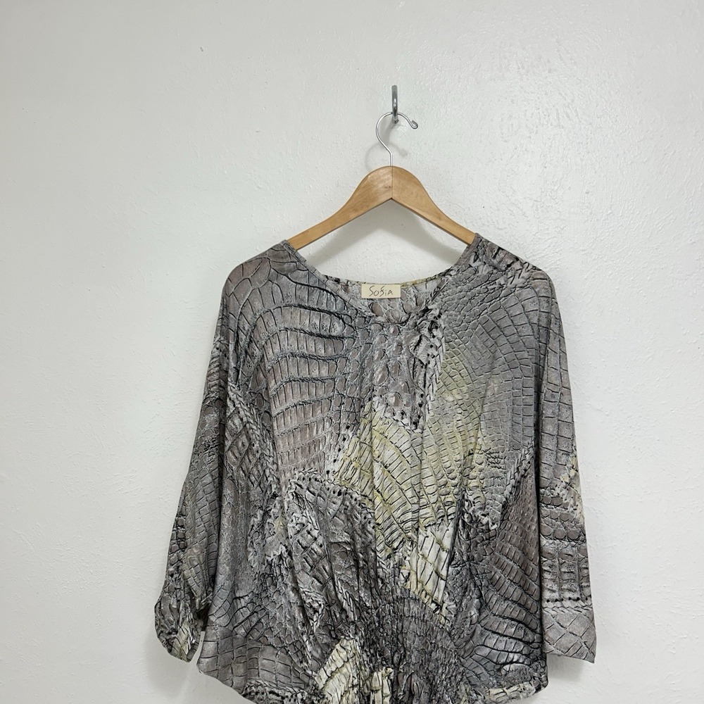 Sofia Collections Snake Print Tunic Dress Cinched Drop Waist Banded One Size - Picture 5 of 7